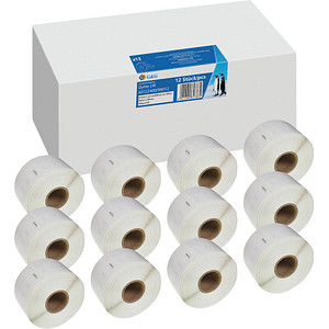Endlosetikettenrollen für Etikettendrucker weiß, 89,0 x 36,0 mm, 12 x 260 Etiketten von Neutral