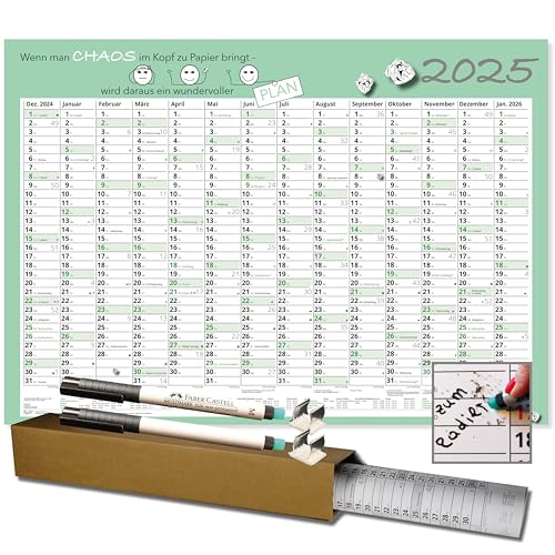 Plakatkalender 2025 abwischbar Plakatwandplaner Wandplaner Büro Planer Motiv Chaos mit Folienstift 70 x 50 cm von Neuwieder Kalender Verlag GmbH