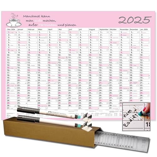 Plakatkalender 2025 abwischbar Plakatwandplaner Wandplaner Büro Planer Motiv Tee mit Folienstift 70 x 50 cm von Neuwieder Kalender Verlag GmbH