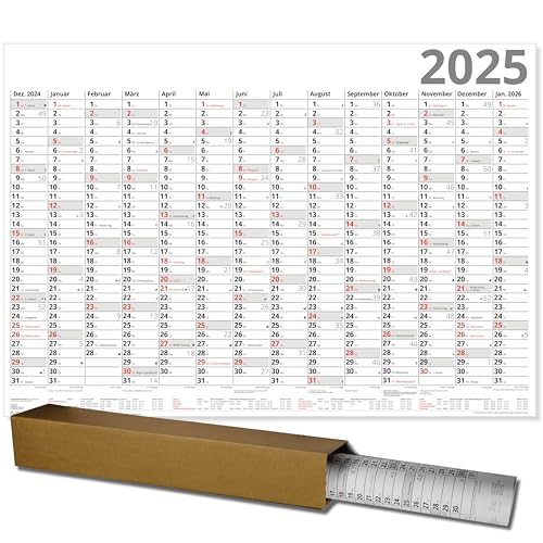 Plakatkalender XXL 2025 großer Wandkalender XL 25 Optima Rot großer Wandkalender 100 x 70 cm mit Ferienübersicht Sonn- und Feiertage in Rot gerollt geliefert! von Neuwieder Kalender Verlag GmbH