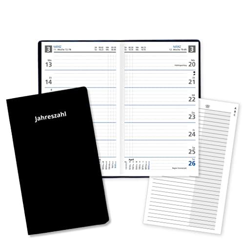 Wochentaschenkalender 2025 Sekunda Taschenplaner 25 in Blau mit Adressheft und PVC Einband in Schwarz Made in Germany von Neuwieder Kalender Verlag GmbH
