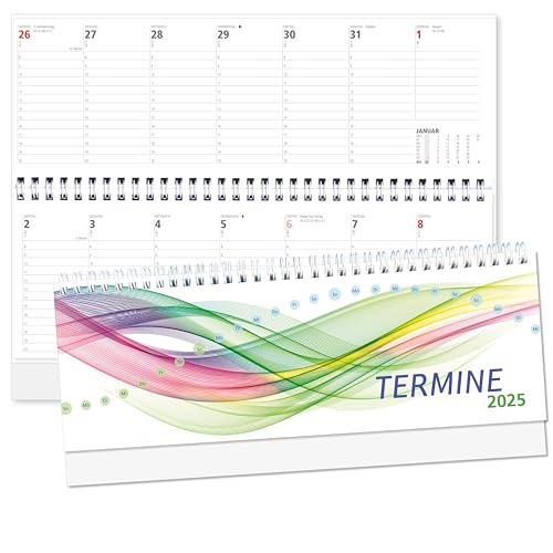 Bürokalender quer 2025 Welle bunt Spiralkalender Schreibtischkalender Tischquerkalender Tischkalender quer Sonn- und Feiertage Rot 1 Woche je 1 Seite 64 Seiten Bürokalender quer 2025 Welle bunt Spiralkalender Schreibtischkalender Tischquerkalender Tischkalender quer Sonn- und Feiertage Rot 1 Woche je 1 Seite 64 Seiten von Neuwieder Kalender Verlag GmbH