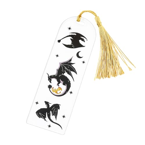 Mythical Book Divider - Vier Flügelclip, Fantasy Art Mark | Cooler Quasteneinsatz, Acryl -Story -Keeper, Drachenform -Feature Elegant Look Reader Collectible Adult Piece Journal Verzierung Kreative Pr von NevPuose