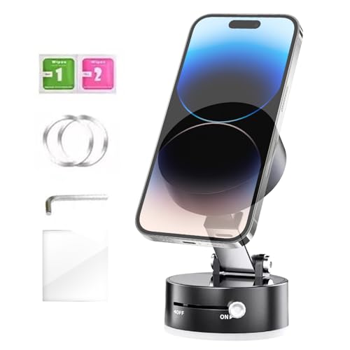 NevPuose Faltbarer Magnetautohalter - Saugnapfbecher -Auto -Mobilfunkhalter, Vakuummagnet -Mobiltelefonhalterung | 360-Grad-rotierender Einverrückter Ständer, Einstellbar von NevPuose