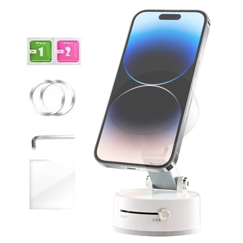 NevPuose Faltbarer Magnetautohalter - Saugnapfbecher -Auto -Mobilfunkhalter, Vakuummagnet -Mobiltelefonhalterung | 360-Grad-rotierender Einverrückter Ständer, Einstellbar von NevPuose