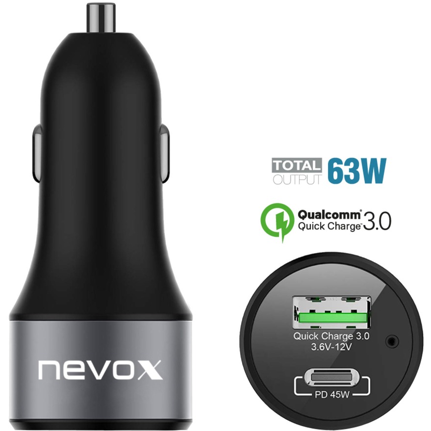 USB PD Type C + QC 3.0 Kfz Ladeadapter, Ladegerät USB PD Type C + QC 3.0 Kfz Ladeadapter, Ladegerät von Nevox