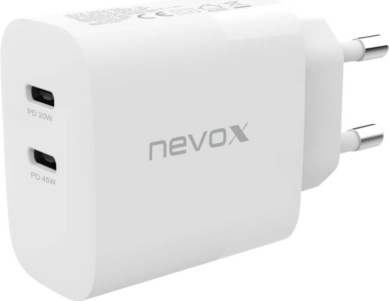 nevox 45W DUAL - USB - C POWER DELIVERY (PD) LADEGERÄT GAN, WEISS (HC-2137) von Nevox