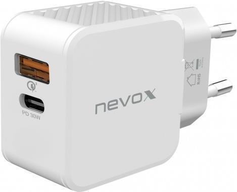 nevox USB PD Type C + USB QC 3.0 Ladegerät 30 Watt weiß (2009) von Nevox