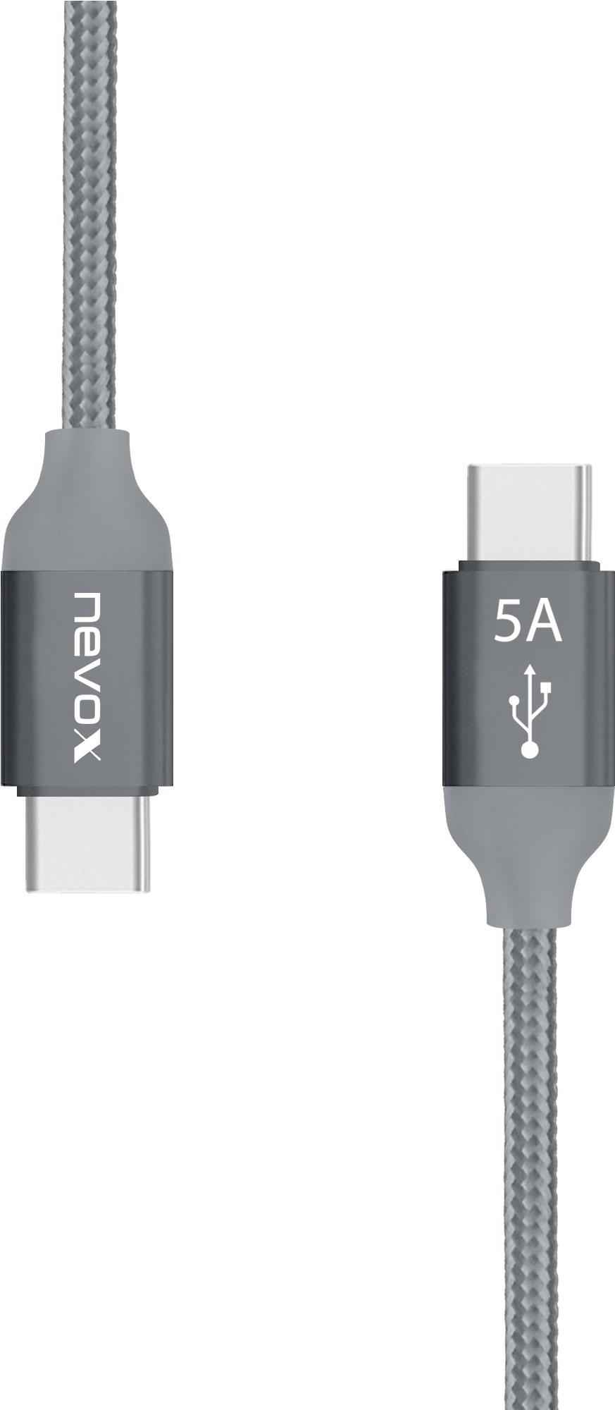 nevox USB Type C zu Type C Kabel 20V/5A (100W) Emark IC 0,5 m silbergrau (1652) von Nevox
