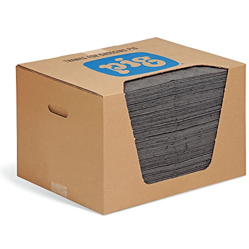 New Pig MAT240 PIG Universal-Matte, 83,6 l Saugfähigkeit, 51 cm Länge x 38 cm Breite, 100 Matten/Spender, grau (100 Stück) von PIG