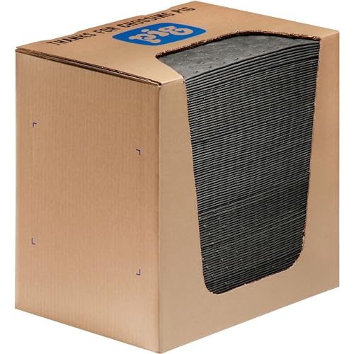 New Pig MAT251 PIG Universal-Matte, 37,1 l Saugfähigkeit, 33 cm Länge x 25 cm Breite, 100 Matten/Spender, grau (100 Stück) von PIG