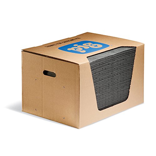 New Pig mat135 Pig Universal Matte, 83,6 L Saugfähigkeit, 51 cm Länge x 38 cm Breite, 200 Pad/Box, grau (200 Stück) von PIG