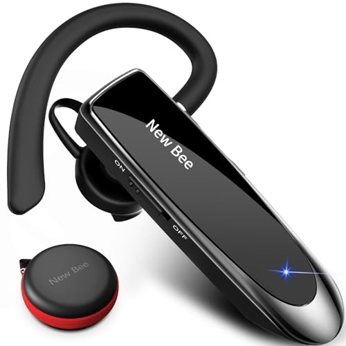 New Bee Bluetooth Headset Wireless Freisprech Telefon Bluetooth-Headset mit Mikrofon für iPhone Samsung Huawei mit 60 Tage Standby Schwarz von New bee