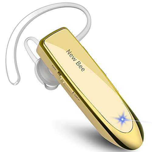 New bee Bluetooth-Headset V5.0, Freisprecheinrichtung, Bluetooth, mit klarer Sprachaufnahme-Technologie, unsichtbar, für iPhone, Samsung, Huawei, Sony, etc. – (Gold) von New bee