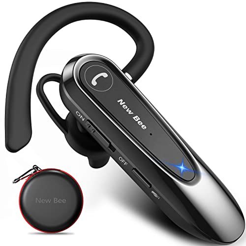 New bee Bluetooth Headset Wireless Freisprech Telefon mit Dual Mic V5.0 Freisprech-Bluetooth-Ohrhörer mit 25 Stunden Sprechzeit Mic Mute Zwei-Geräte-Verbindung für iPhone, Android und Laptop von New bee