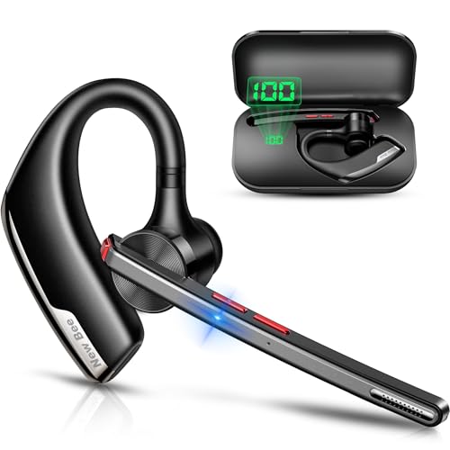 New bee Bluetooth Headset Wireless V5.2 Bluetooth Freisprech Headset mit CVC 8.0 und ENC Dual Mic Freisprechanlage Bluetooth Ohr mit 80h Spielzeit Headset Kabellos für Büro/Geschäft/Fahren von New bee