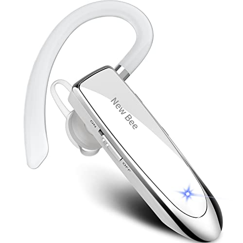 New bee Freisprecheinrichtung, Bluetooth, kabellos, mit Mikrofon, 60 Tage Standby-Zeit, Freisprecheinrichtung mit Mikrofon, für iPhone Samsung, HTC, LG, Sony, PC (weiß) von New bee