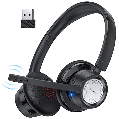 New bee Wireless Headset, Bluetooth Headset mit Mikrofon Geräuschunterdrückung 20 Stunden Sprechzeit Kopfhörer Kabellos Bluetooth V5.0 mit USB Adapter für PC Skype Zoom Laptop Computer Telefon von New bee