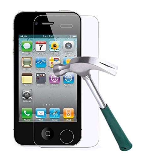 New&Teck® Displayschutzfolie für iPhone 4/4S aus gehärtetem Glas – sehr strapazierfähig, kratzfest, blasenfrei von New&Teck