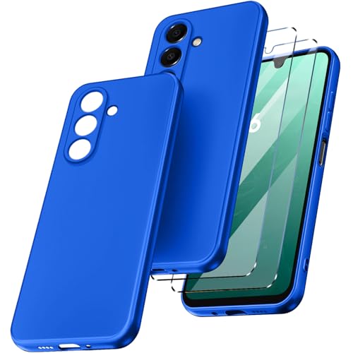 New&Teck Schutzhülle für Samsung Galaxy A16 + 2 Hartglas, Schutzhülle aus weichem TPU-Silikon, Bumper mit verstärkten Ecken, klarer Schutz (Blau) von New&Teck