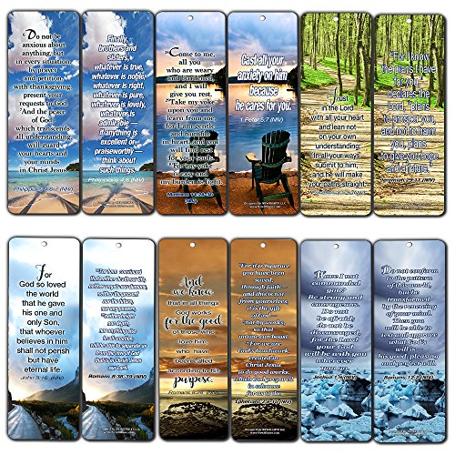 Most Highlighted Bible Verses Bookmarks Cards Bulk Set - KJV Version (12-Pack)- Religious Christian Inspirational Gifts to Encourage Men Women Boys Girls - Bible Study Sunday School War Room Decor von NewEights