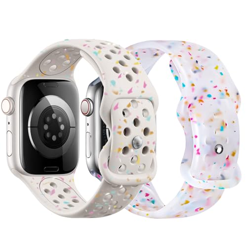 2 pcs Silikon Sport Armband Kompatibel mit Apple Watch Armband 38mm 40mm 41mm 42mm 44mm 45mm 49mm für Damen Herren Umweltfreundlich Band Kompatibel mit iWatch Series 9 8 7 6 5 4 3 SE Ultra 2/1 von NewJourney