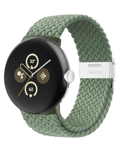 Elastisches Geflochtenes Armband - Kompatibel Mit Google Pixel Watch 2/3 41mm, Verstellbares Nylonarmband (Kaktus) von NewJourney