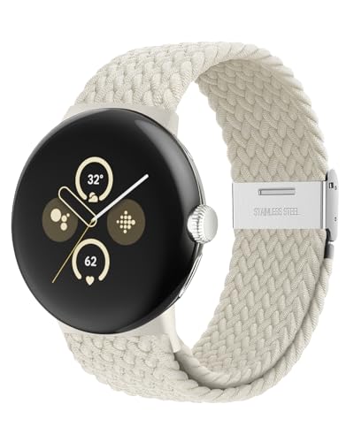 Elastisches Geflochtenes Armband - Kompatibel Mit Google Pixel Watch 2/3 41mm, Verstellbares Nylonarmband (Sternenlicht) von NewJourney