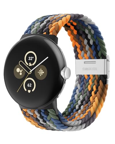 Elastisches Geflochtenes Armband - Kompatibel Mit Google Pixel Watch 2/3 41mm, Verstellbares Nylonarmband (Tarnfarbe) von NewJourney