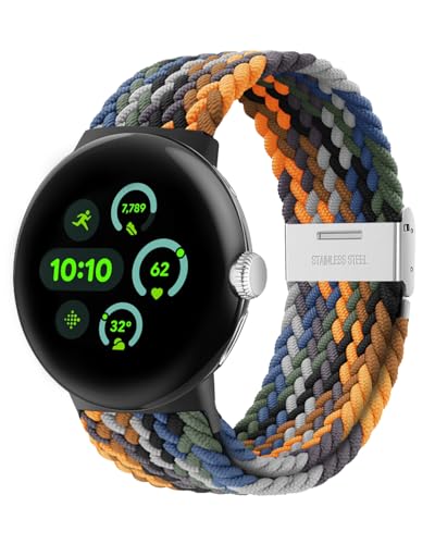 Elastisches geflochtenes Armband - Nur Kompatibel mit Google Pixel Watch 3 45mm, verstellbares Nylonarmband für Google Pixel Watch 3 45mm(Camouflage) von NewJourney