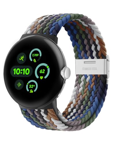 Elastisches geflochtenes Armband - Nur Kompatibel mit Google Pixel Watch 3 45mm, verstellbares Nylonarmband für Google Pixel Watch 3 45mm(Cowboy) von NewJourney