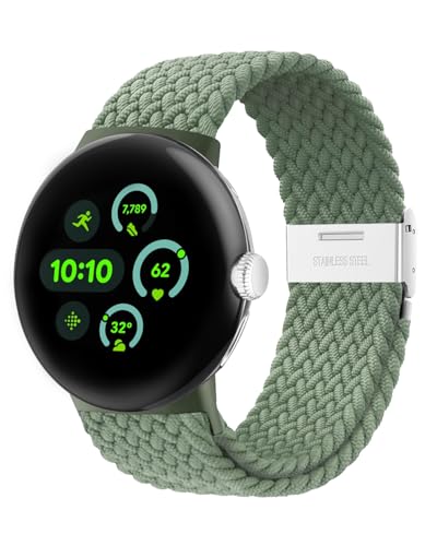 Elastisches geflochtenes Armband - Nur Kompatibel mit Google Pixel Watch 3 45mm, verstellbares Nylonarmband für Google Pixel Watch 3 45mm(Kaktus) von NewJourney