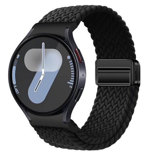 Geflochtenes Armband Kompatibel mit Samsung Galaxy Watch 7 6 5 4 40mm 44mm/6 Classic 43mm 47mm/5 Pro 45mm No Gap Armband mit Magnet Galaxy Watch Band für Damen Herren(Schwarz) von NewJourney