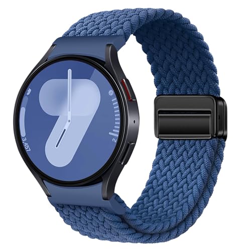 Geflochtenes Armband Kompatibel mit Samsung Galaxy Watch 7 6 5 4 40mm 44mm/6 Classic 43mm 47mm/5 Pro 45mm No Gap Armband mit Magnet Galaxy Watch Band für Damen Herren(Blau) von NewJourney