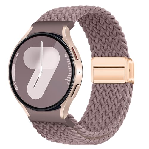 Geflochtenes Armband Kompatibel mit Samsung Galaxy Watch 7 6 5 4 40mm 44mm/6 Classic 43mm 47mm/5 Pro 45mm No Gap Armband mit Magnet Galaxy Watch Band für Damen Herren(Rauchviolett) von NewJourney