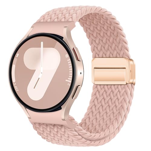 Geflochtenes Armband Kompatibel mit Samsung Galaxy Watch 7 6 5 4 40mm 44mm/6 Classic 43mm 47mm/5 Pro 45mm No Gap Armband mit Magnet Galaxy Watch Band für Damen Herren(Rosa Sand) von NewJourney