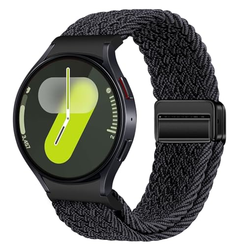 Geflochtenes Armband Kompatibel mit Samsung Galaxy Watch 7 6 5 4 40mm 44mm/6 Classic 43mm 47mm/5 Pro 45mm No Gap Armband mit Magnet Galaxy Watch Band für Damen Herren(Schwarzer Graphit) von NewJourney