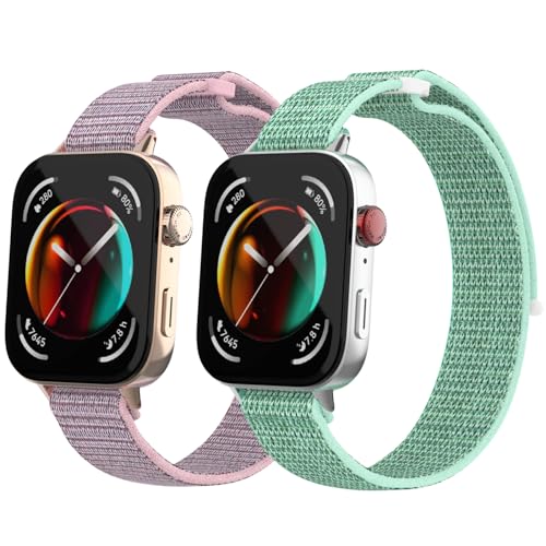 NewJourney 2 pcs Nylon Armband Kompatibel mit Huawei Watch Fit 3 Verstellbare Sport Ersatzarmband elastisch Uhrenarmband Geflochtenes Nylon Armband Strap Zubehör für Damen Herren Armbänder von NewJourney