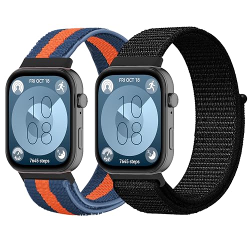 NewJourney 2 pcs Verstellbare Sport Armband Kompatibel mit Huawei Watch Fit 3 Nylon Ersatzarmband elastisch Uhrenarmband Geflochtenes Nylon Armband Strap Zubehör für Damen Herren Armbänder von NewJourney