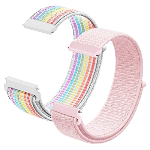 NewJourney 2Pack Kompatibel mit Anio 5 Armband Ersatz, 20mm Kinder SmartWatch Band Ersatz (Regenbogen+PerlRosa) von NewJourney