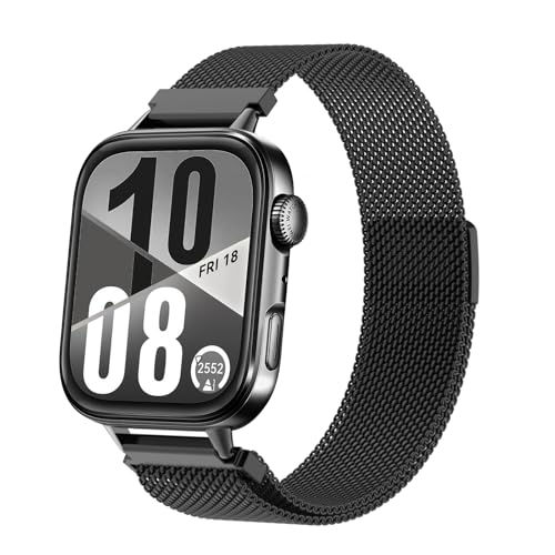 NewJourney Armband Kompatibel mit Huawei Watch Fit 4/Watch Fit 4 Pro/Fit 3 Edelstahl Ersatzarmband Metall Mesh mit Magnetverschluss Uhrenarmband für Damen Herren Armbänder(Schwarz) von NewJourney