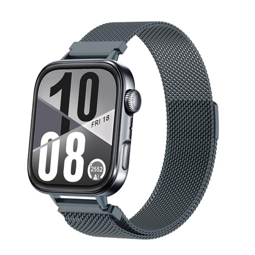 NewJourney Armband Kompatibel mit Huawei Watch Fit 3 Edelstahl Ersatzarmband Metall Mesh mit Magnetverschluss Uhrenarmband für Damen Herren Armbänder(Titanium Grau) von NewJourney