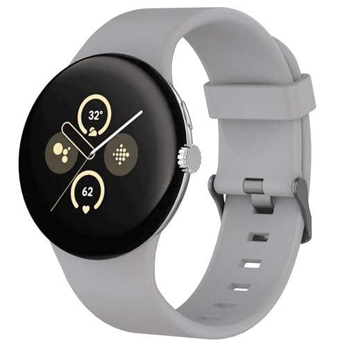 NewJourney Silikon Armband Kompatibel mit Google Pixel Watch 3 45mm Verstellbares Weich Silikon Sport Armband für Google Pixel Watch für Damen Herren(Grau) von NewJourney