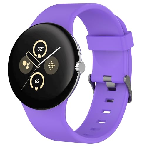 NewJourney Silikon Armband Kompatibel mit Google Pixel Watch 3 45mm Verstellbares Weich Silikon Sport Armband für Google Pixel Watch für Damen Herren(Lila) von NewJourney