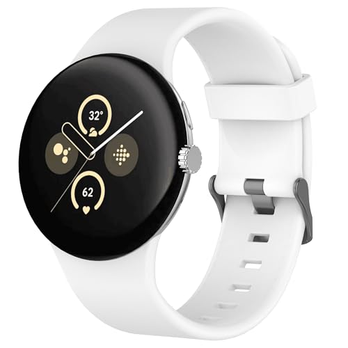 NewJourney Silikon Armband Kompatibel mit Google Pixel Watch 3 45mm Verstellbares Weich Silikon Sport Armband für Google Pixel Watch für Damen Herren(Weiß) von NewJourney
