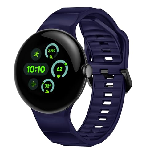 NewJourney Silikon Sport Armband Kompatibel mit Google Pixel Watch 3 45mm Weich Sport Ersatzarmband Silikon Wasserdicht Band für Herren Damen(Blau) von NewJourney