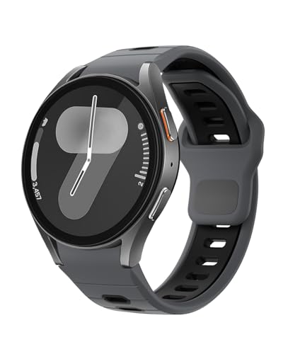 NewJourney Sport Armband Kompatibel mit Samsung Galaxy Watch 7 6 5 4 40mm 44mm/6 Classic 43mm 47mm/4 Classic 42mm 46mm/5 Pro 45mm Verstellbare Silikon No Gap Armband für Damen Herren（Kohle Schwarz） von NewJourney