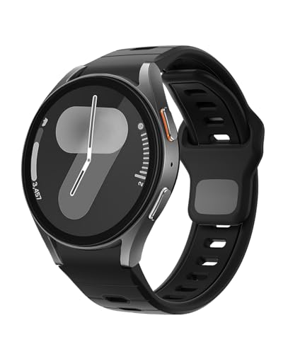 NewJourney Sport Armband Kompatibel mit Samsung Galaxy Watch 7 6 5 4 40mm 44mm/6 Classic 43mm 47mm/4 Classic 42mm 46mm/5 Pro 45mm Verstellbare Silikon No Gap Armband für Damen Herren（Reines Schwarz） von NewJourney