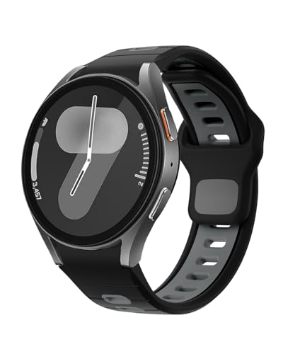 NewJourney Sport Armband Kompatibel mit Samsung Galaxy Watch 7 6 5 4 40mm 44mm/6 Classic 43mm 47mm/4 Classic 42mm 46mm/5 Pro 45mm Verstellbare Silikon No Gap Armband für Damen Herren（Schwarzgrau） von NewJourney