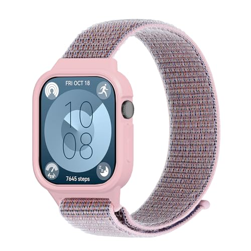 NewJourney Verstellbare Nylon Armband Kompatibel mit Huawei Watch Fit 4/Fit 4 Pro/Fit 3 Sport Ersatzarmband elastisch Uhrenarmband Strap Zubehör mit Hülle für Huawei Watch Fit 4/Fit 4 Pro/Fit 3 von NewJourney
